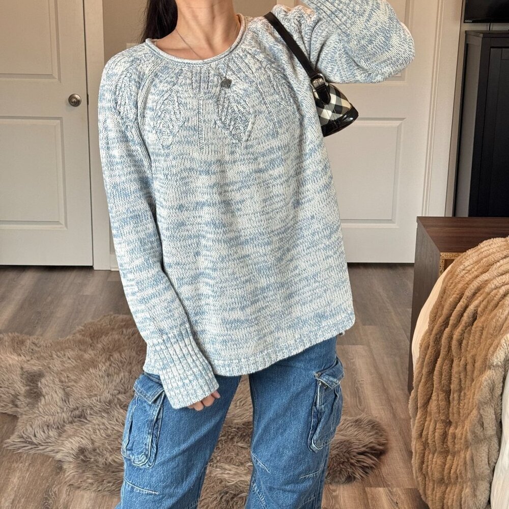 Marled Soft Knit Sweater Rolled Neck Romantic Cottagecore Luxe Minimalist XL